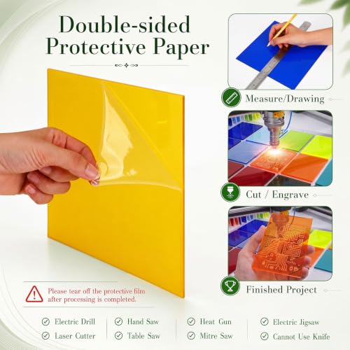 Image of Geetery 30 Pcs Colored Acrylic Sheets, 8 x 8 x 1 /8 Inch Thick Translucent Cast Acrylic Sheet, Plastic Boards for Back to School DIY Project Picture Frame, Art Crafts Laser Cutting Engraving, 15 Colors