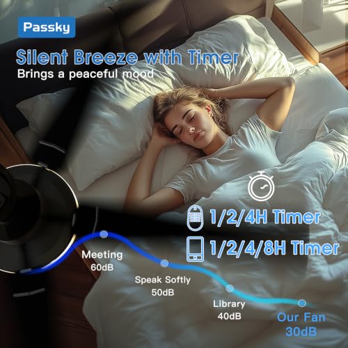 Image of Passky 60 Inch Black Sleek Ceiling Fans with Lights, Remote Control | 3-color dimmable light, quiet reversible DC motor, easy install, memory, Timer, APP, bedroom, covered outdoor areas