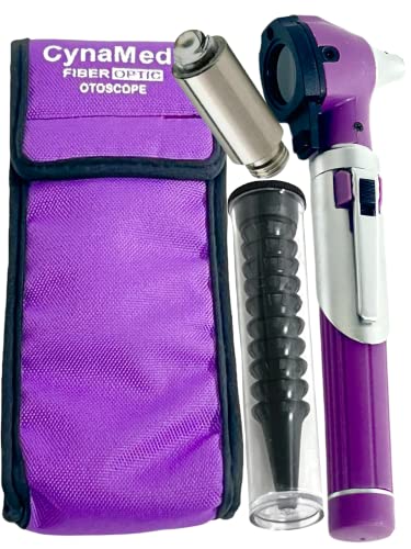 Image of Cynamed Mini Otoscope Set-Pocket Size, Fiber Optic Otoscope Diagnostic Ear Care Tool-Pocket Otoscope (Purple)