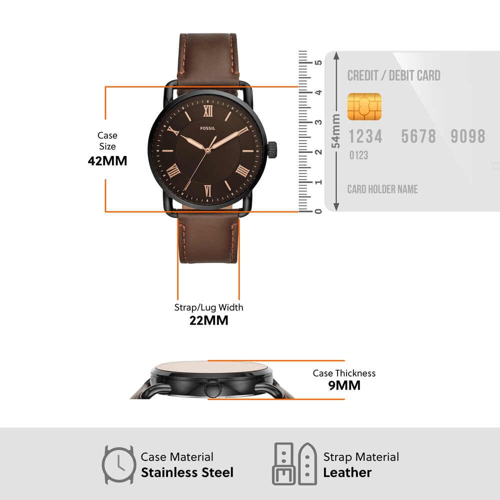 Fossil Copeland Herrenuhr, Quarz-Dreizeigerwerk mit Lederarmband