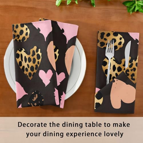 Servilletas de Tela Leopardo Corazón Set x6 20x20 pulgadas miniatura 7
