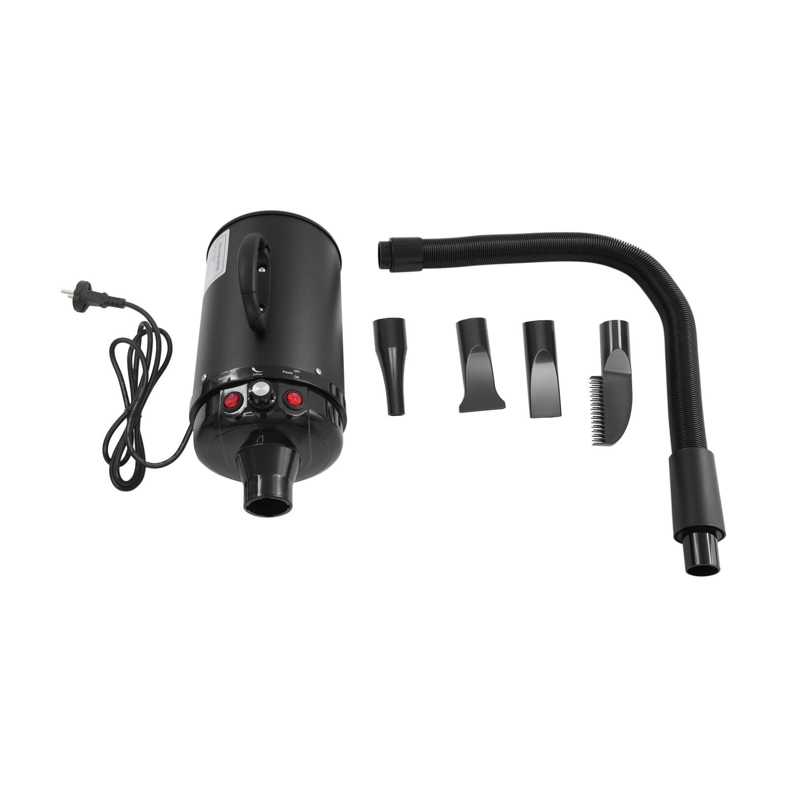 Hundefön Blower mit 4 Düsen - 2200W Profi Blower Hund, Leiser Hundepflege Trockner Gebläse für Hunde und Katzen (Schwarz)