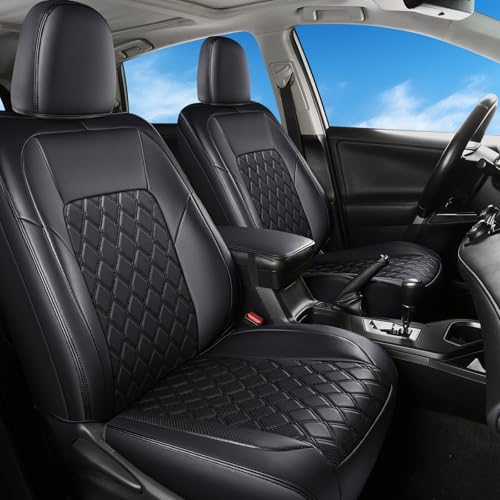 Image of Huidasource Car Seat Covers Fit for Toyota RAV4, Full Coverage Waterproof Leather Seat Cushion Covers Full Set Fit for 2013-2018 Toyota Rav4 XLE LE XLE Premium Limited (Not for Hybrid, Black)