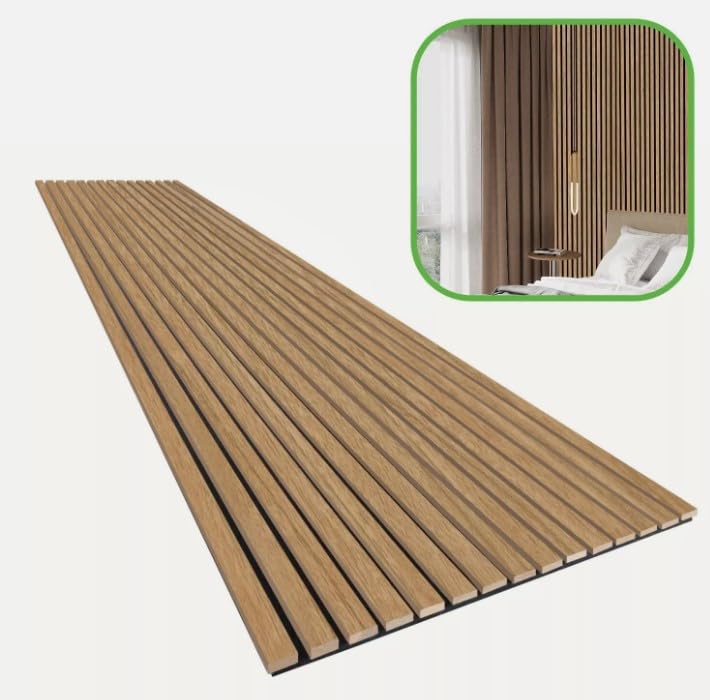 Acoustic Wall Panelling 2400mm x 600mm Decorative 3D Slatted Wood Effect (Natural Oak) — image 1