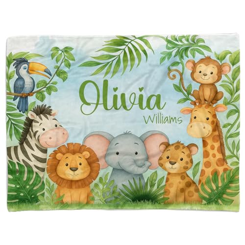 Image of Personalized Baby Blanket with Name, Custom Soft Flanne Blanket for Kisd, Toddlers, Personalized Baby Gifts for Infant Newborn Shower