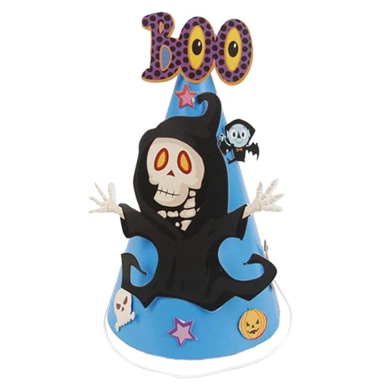 CALANDIS 6pcs Halloween Party Hat Cone Cap with Ghost Kids Party Fancy Dress