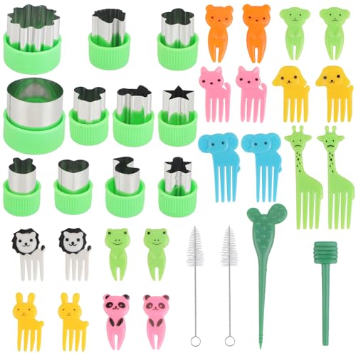 Mini conjunto de cortadores de bolachas, conjunto de 35 cortadores de frutas em forma de fruta, ideal para molde, bolachas e perfeito para cortar, sanduíches e muito mais