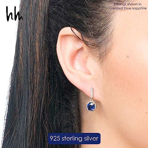 Purple Gemstone February Birthstone Earrings 925 Sterling Silver Amethyst Earrings Women Round Dangle Drop Studded White Sapphire Hypoallergenic Dangling Lavender Push Back Nicole Miller Fine Jewelry #TOP1