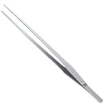 Stainless Steel Polished Extra-Long 15 inch Tongs Tweezers with Precision Serrated Tips for Garden, Kitchen, Indoor & Outdoor