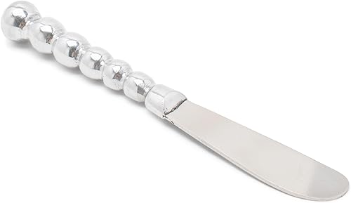 Miniatura 3 de India Handicrafts - Esparcidor de cuchillo de queso de metal de 8 pulgadas con cuentas en tono plateado
