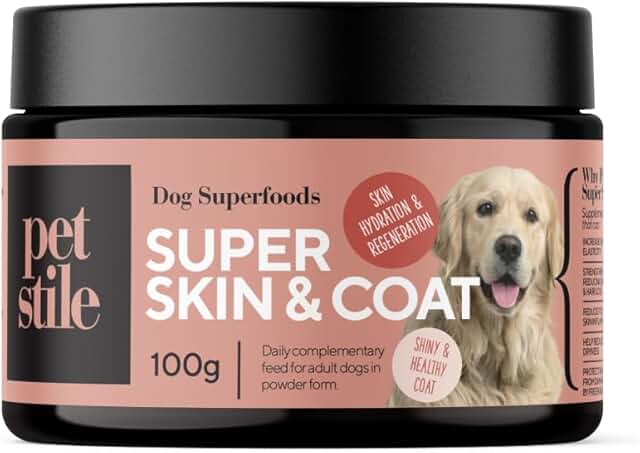 Petstile Super Skin & Coat - Natural Supplement for Dogs with Fish Collagen, Flaxseed & Fish Oil - Supports Skin, Coat, Regeneration & Reduces Inflammation product image