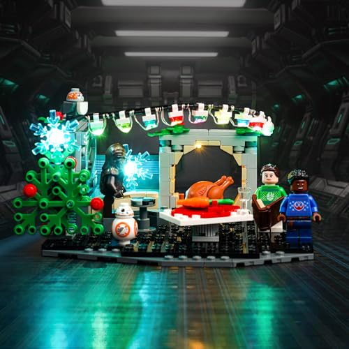 LocoLee Juego de luces LED para Lego Millennium Falcon Christmas Diorama,juego de iluminación LED para Lego 40658 Star Wars:Holiday Special with Millennium Falcon Holiday Diorama-Solo juego de luces