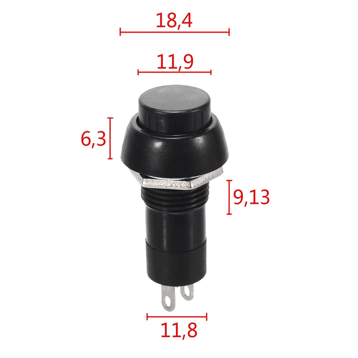 12 V Push Button 2x Black - Latching ON/OFF 12V DC 5A AC 125V/3A SPST ...