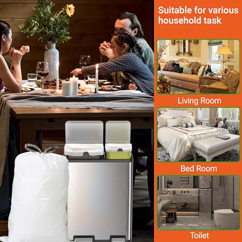 Reliable1st Custom Fit Trash Bags Compatible with simplehuman Code Q (50 Count)| White Drawstring Garbage Liners 13-17 Gallon | 40-65 Liter - 6