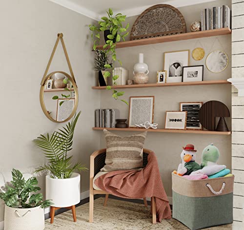 Large Cube Storage Baskets Organizer (10.5" X 10.5" X 11") For Clothes Toys Towel Books, Canvas Fabric Sturdy Collapsible Storage Boxes With Cotton Handles For Closet, Shelves (Green/Brown, 6 Pack) #TOP1