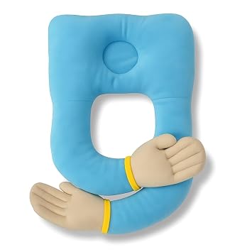 Happykiddy Hugging Body Pillow with Arm, Blue Plush Cuddle Cushion, Soft Novelty Design, Medium, for Decoration