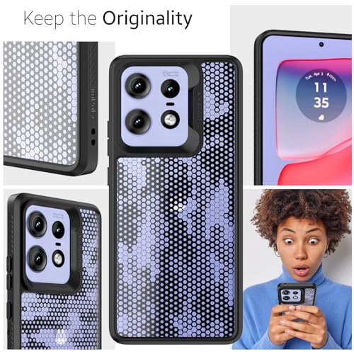 Image of KAPAVER Dazzle Series Back Cover Case for Motorola Edge 50 Pro (TPU+PC) (Honeycomb-Black)