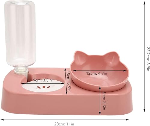 Miniatura 6 de Cuencos dobles para perros y gatos, juego de cuencos de agua y alimentos para mascotas con dispensador automático de agua, tazón desmontable para