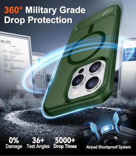 Image of Magnetic Compatible with iPhone 15 Pro Case, [Built-in Invisible Kickstand][Compatible with MagSafe] [Military Grade Shockproof] Slim Translucent Matte Phone Case for iPhone 15 Pro 6.1 inch