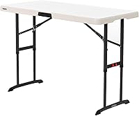Lifetime 80387 4-Foot Adjustable Height Folding Table - Commercial Grade, UV-Protected, Indoor/Outdoor Durable Almond