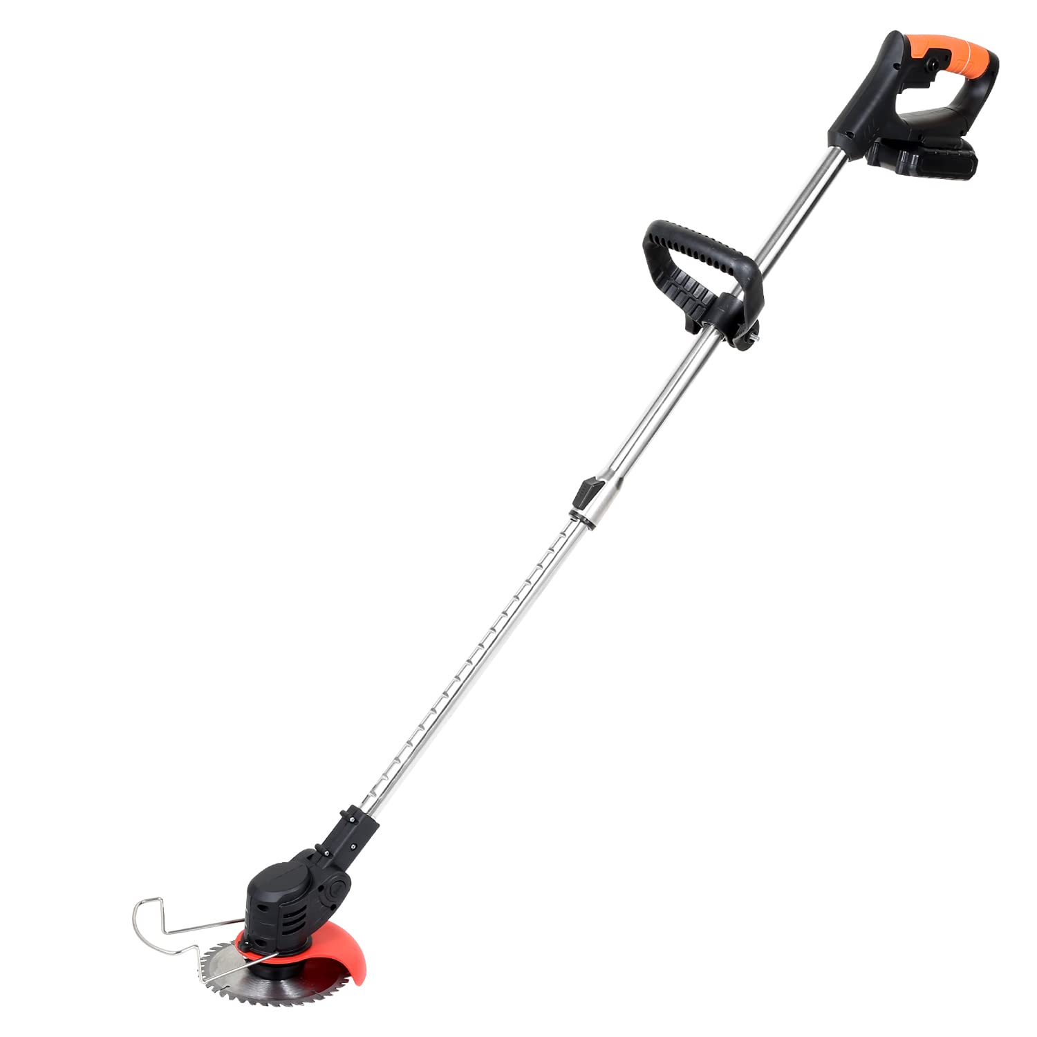 Gimisgu Desbrozadora con batería, cortador de bordes de césped de 24 V con batería de iones de litio de 1,5 Ah y cuchillo de plástico, ancho de corte de 15 cm, mango telescópico, ajuste de ángulo de