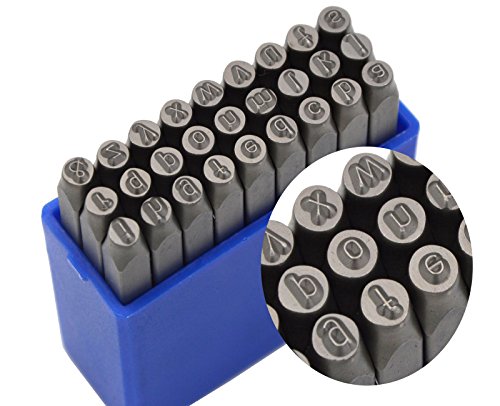Wokesi 1/4"(6mm) High Hardness Carbon Steel Lowercase Letters Alphabet Script Metal Hand Stamp Punches Kit for Mold Code Tag Jewel Making Die(6mm Lowercase Letter)