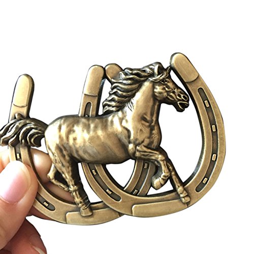 Nueva hebilla de cinturón de herradura de caballo chapada en bronce antiguo Boule de Ceinture, Color chapado en bronce antiguo, L Cover