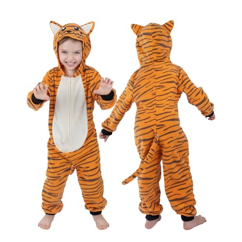 Wizland Costume de tigre pour enfants, Tiger queue combi, costume de costume d'animal pour les hommes et les femmes XXL 12-14