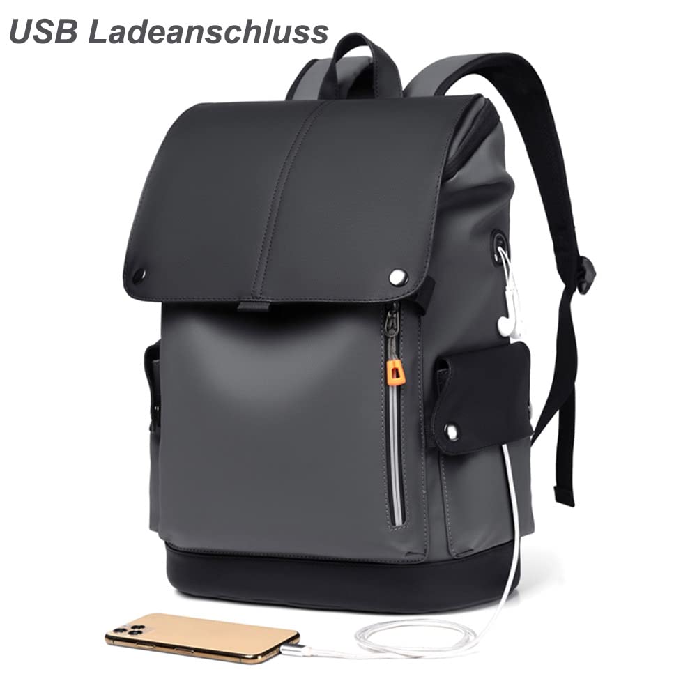 Plecak dzienny, damski, męski, z przyłączem ładowania USB, kieszeń na laptopa, plecak dzienny, plecak szkolny, wodoszczelny, czarny, L31/W16/H43