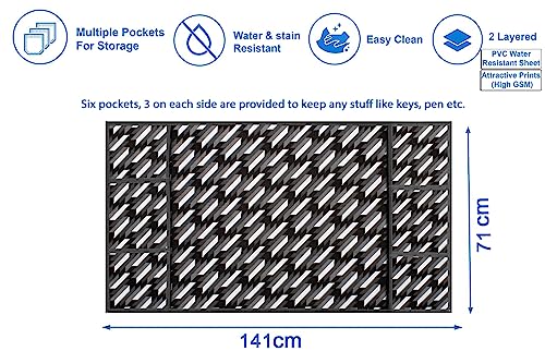 Image of The Furnishing Tree Fridge Top Cover Compatible for Samsung RS76CG8003S9HL, 653 LTR WxL 71x141 in CM Symmetric Pattern Black