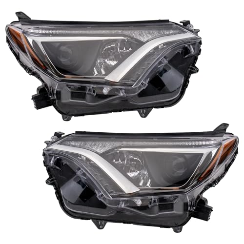 Image of TRQ 2 Piece Headlight Assembly Set Halogen Driver & Passenger Side Compatible with Toyota Rav4 2016-2018 Japan Built TO2502247 TO2503247 811100R080 811500R080