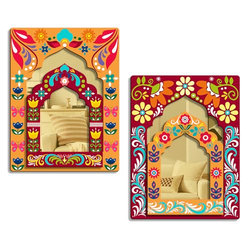 ZenithCart Premium Mirror Jharokha Wall Hanging – Decorative Rajasthani Style