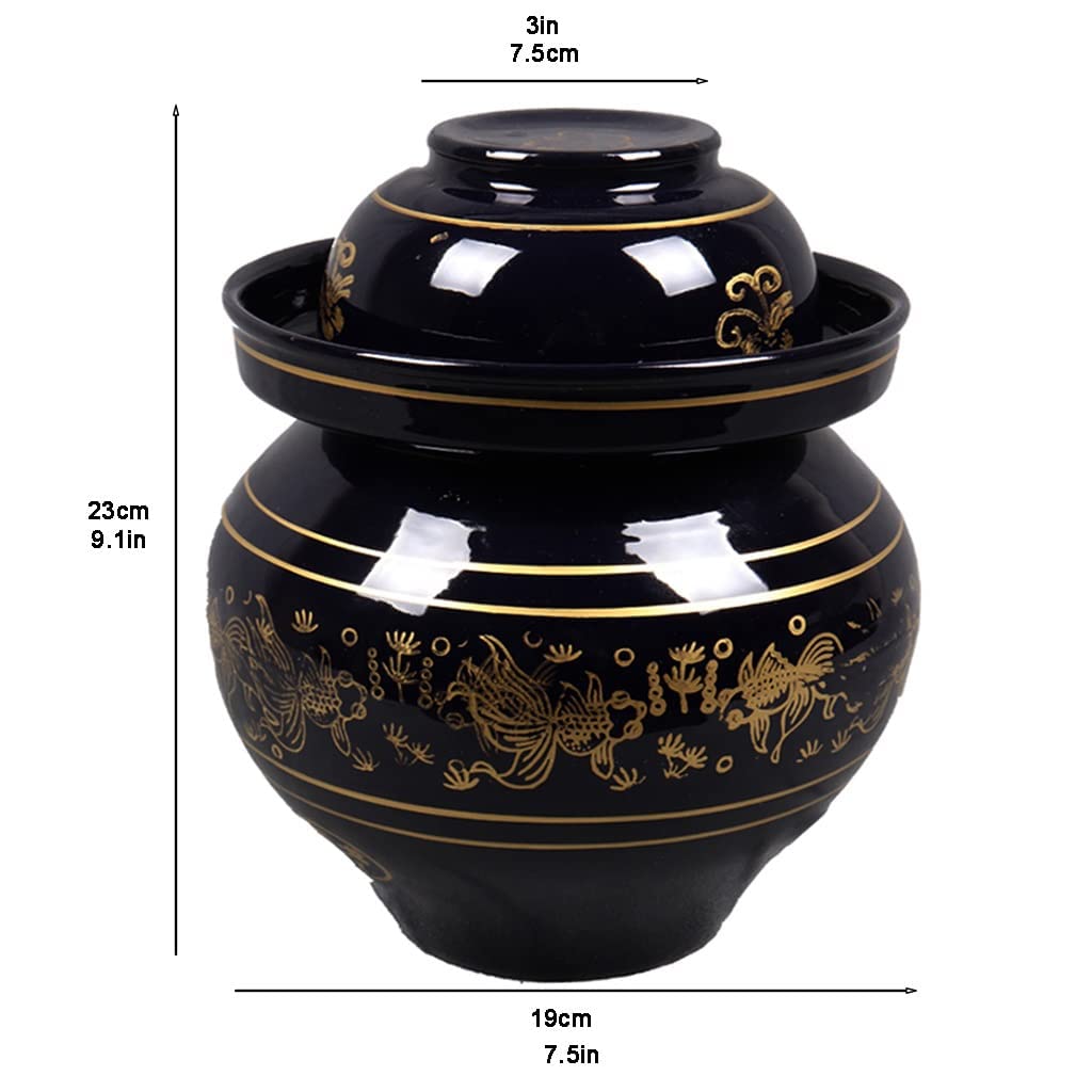 Tradycyjny chiński ceramiczny garnek do fermentacji, słoik do kiszenia z pokrywką z uszczelką wodną, duży pogrubiony ceramiczny słoik do kiszenia, pojemniki do przechowywania kimchi B (B)