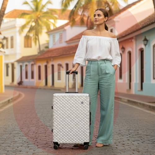 Image of Hard PC Trolley Luggage, Cabin Size, 100% Polycarbonate, Lightweight and Durable, Silent Wheels, Anti-Theft with Aluminium Frame, and 2 TSA Locks, 20-Inch, Moonlight Frost