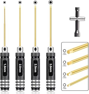 4pcs Hex Screw Driver, RC Tools Kit Hexagon Screwdriver Set with Cross Wrenches Sleeve for RC Car Boat Quadcopter Helicopter Multirotors Models (1.5mm 2.0mm 2.5mm 3.0mm)
