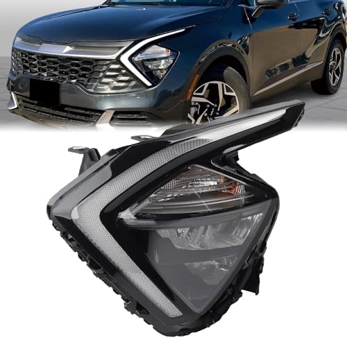 LED Headlight Assembly Compatible with 2022-2024 Kia Sportage SX/EX/LX w/Halogen Turn Signal Replace for 92101-DW000 92102-DW000 (Left Driver Side)