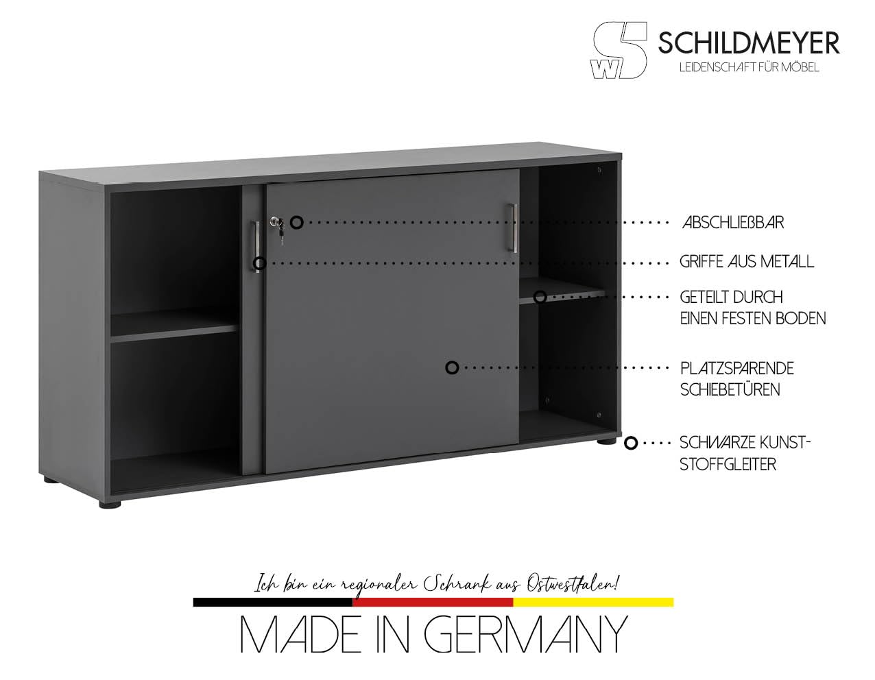 Möbelpartner Denver Schiebetürenschrank Denver, 701489, Anthrazit, ca. 160,2 x 41 x 84 cm