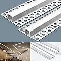 6 Pack LED Channel Plaster-in 6.6FT/2M Trimless Recessed Drywall Aluminum Channel, LED Profile for Wall and Ceiling with Milky Diffuser and End Caps.