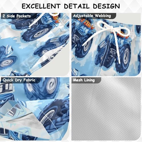 Boccsty Blue Monster Truck Cars Boys Swim Trunks Baby Kids Swimwear Summer Toddler Beach Board Shorts 2T3