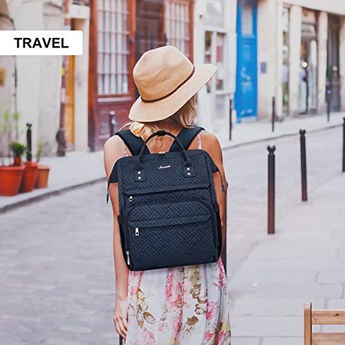 Lovevook Laptop Backpack Womens Computer Bag Nurse Teacher Backpack Purse Laptop Large Capacity, 17 Inch, Plait Black #TOP5