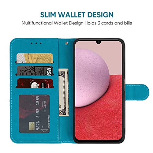 Bohefo Case For Galaxy A14 Case, Samsung A14 5G Sm-A145F Sm-A146U Wallet Case With Tempered Glass Screen Protector, Leather Flip Credit Card Holder Stand Phone Cover Case For Samsung Galaxy A14 Blue #TOP1