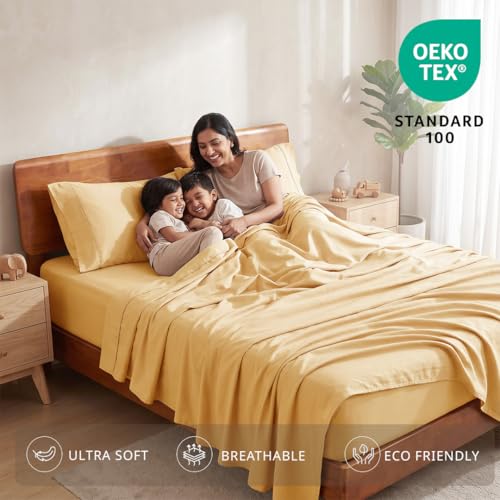Image of LANE LINEN 100% Organic Cotton Bedsheet for Double Bed King Size - Cocoon | GOTS Certified, Percale Weave, 108x108 inches, Soft & Breathable, Machine Washable, Includes 2 Pillow Covers