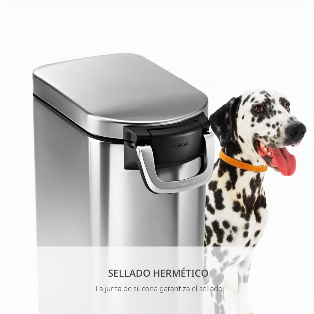simplehuman, contenedor de comida para mascotas extragrande, acero inoxidable cepillado