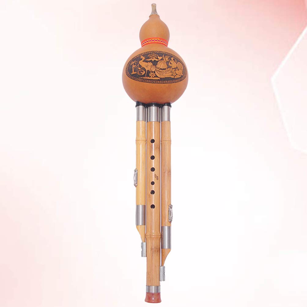 EXCEART Ethnisches Instrument C-taste Hulusi Hulusi-musikinstrument Folk-bawu-flöte Chinesischer Kürbiskürbis Hulusi Kürbisflöte Chinesische Hulusi China Liebhaber Röhrenförmig Hölzern