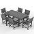 Pamapic 6 PCS Outdoor Dining Set, 450 LBS HDPE Outdoor Table and Chairs, Oversized Patio Dining Sets with Elegant Armrest, All-Weather Wood Grain Outdoor Dining Table with Umbrella Hole, Gray