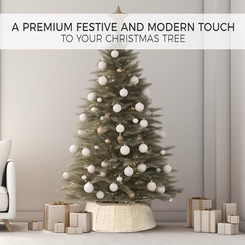 Zicoto ZIC-TREECOLLAR-ROPE_23-069 Beautiful Christmas Tree Collar - Authentic 28 Inch Cotton Rope Tree Ring - Easy To Set Up Christmas Tree Skirt Enhances Your Holiday Home Decor thumb #4