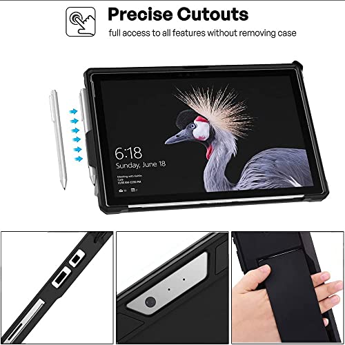 Image of SwooK Case Fit Microsoft Surface Pro 7 Plus /Pro7 /Pro 6 /Pro 5 /Pro 2017 /Pro 4 /Pro LTE, All-in-One Protective Rugged Cover Case with Pen Holder, Hand Strap, Compatible with Type Cover Keyboard, Black
