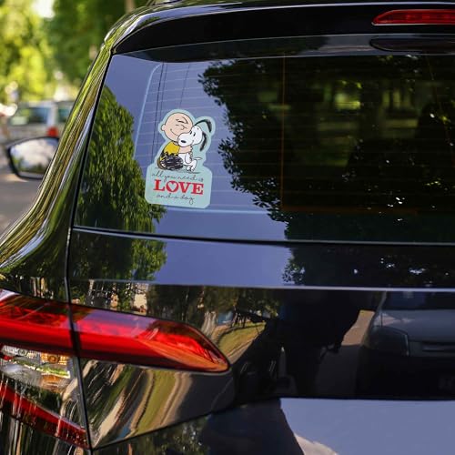Image of Peanuts All You Need is Love and a Dog Adhesive Vinyl Decal | Adorable Snoopy Sticker for Car, Water Bottle or Laptop