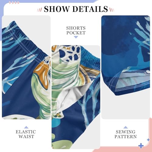 Marine Turtle Coral Boys Long Pants Soft Trousers Elastic Waist Kids Lounge Bottoms with Pockets S-XL4