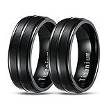 Bishilin Matching Promise Rings For Gay Couples Titanium Rings for Homosexual Matte Finish Width 8MM Wedding Rings Black Size 7 & Size 8